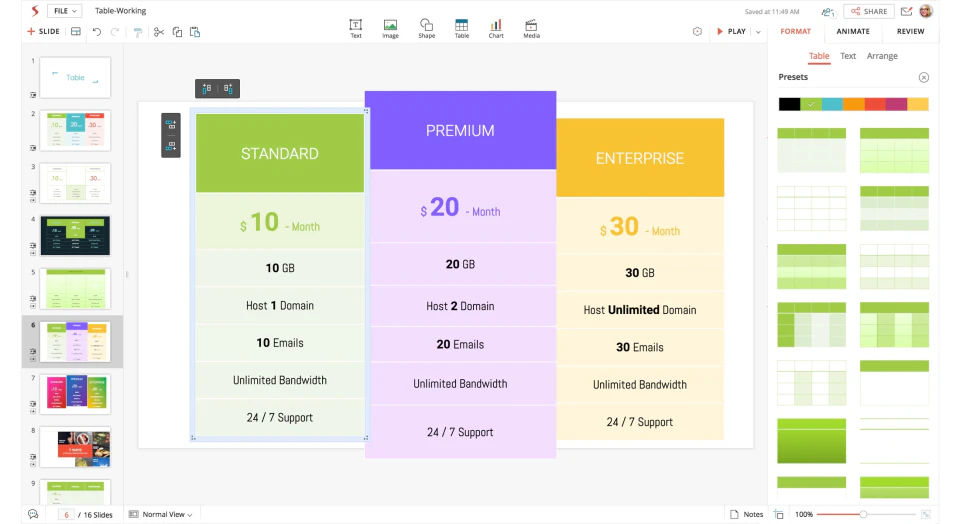 screenshot of Zoho Show